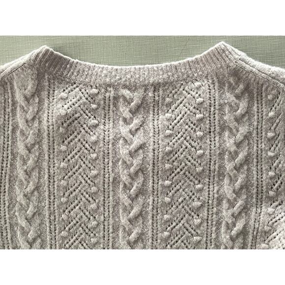 J Crew Sz L Cable Knit Sweater Lilac Alpaca Cottage Preppy Cozy Feminine Soft - Picture 10 of 14